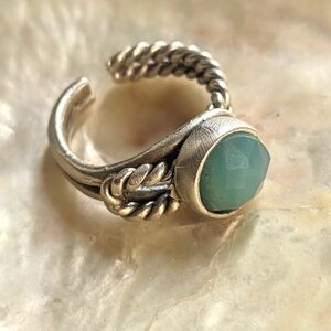 Natural Amazonite in Silver Plated Ring One Size